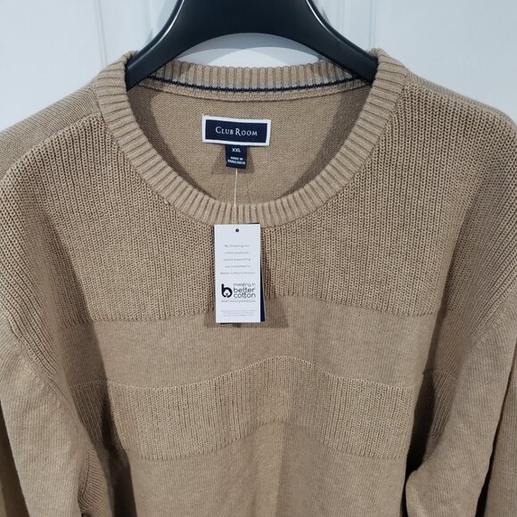 Club Room Textured Cotton Crewneck Sweater Tan NWT - Picture 10 of 11